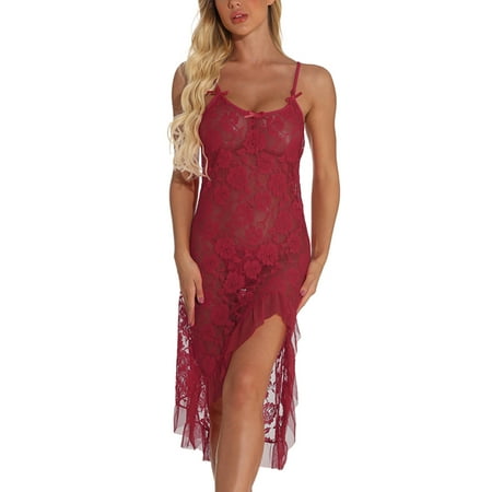 

Sexy Dance See Through Lingerie Lace Dress Nightwear For Women Sexy Lace Babydoll Nightgown Sleepwear For Ladies Size S-5XL