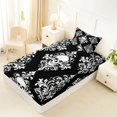 thumbnail image 4 of Homewish Spooky Halloween Skull Twin Sheets,Retro Damask Bedding,Black White,3pcs,1 Fitted Sheet and 1 Pillowcase, 4 of 6
