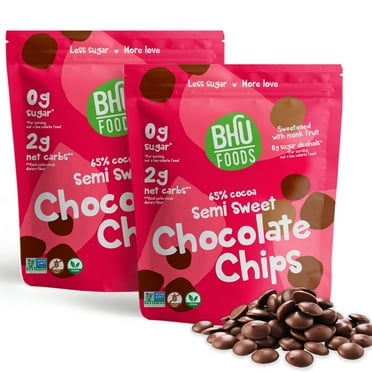 BHU Foods Keto Chocolate Chips - Sugar Free Semi Sweet Chocolate Chips (8oz, 2 Pack)