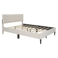 thumbnail image 5 of BTMWAY Queen Size Upholstered Platform Bed with Headboard and Wooden Slats, Bedroom Queen Bed Frame No Box Spring Needed, Beige, 5 of 8