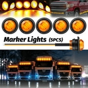 Htwon 5/10/20/50X LED Marker Lights 3/4" Truck Trailer Side Lamp Round Amber Red Lamps