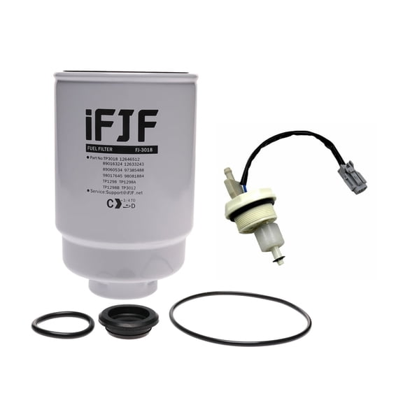 iFJF Fuel Filter TP3018 and Water In Fuel Float Sensor 12639277 Kit for GM 6.6L Duramax Diesel Replaces TP3012 12639450