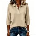 thumbnail image 5 of Hearthz Women's Polo Shirt 3/4 Sleeve Casual Button V-Neck Tunic Tops for Women Business Dressy Shirts for Women, 5 of 5