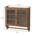 thumbnail image 2 of 24.8"Glass Door Vintage Double Door Wall Cabinet with Three Tiers of Storage with Towel Rack, for Bathroom, Kitchen,Dining Room,Brown, 2 of 9