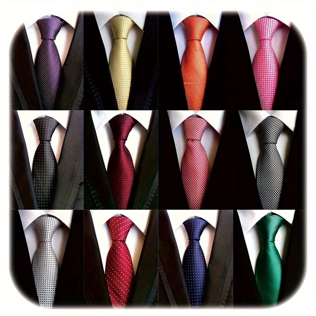 JUNWELL 12PCS Luxury Mens Silk Ties - Timeless Classic JACQUARD Weave - Rich Designs Assorted Styles - Perfect for Bulk Purchase
