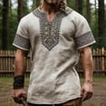 thumbnail image 2 of JAJAHO V Neck T Shirt For Men Ethnic Style Print Graphic Tees Casual Short Sleeve Summer Shirts Versatile Tops, 2 of 4