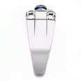 thumbnail image 4 of Mens 5x5mm Round Sapphire CZ Center Two Row Princess CZ Side Stainless Steel Wedding Ring Size 11, 4 of 4