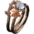 thumbnail image 5 of Fashion Antique Gold Twig Maple Leaf Moonstone Ring Anniversary Gift Engagement-8811-Silver, 5 of 5
