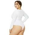 thumbnail image 6 of EFINNY Women's Zipper Plus Size Bodysuits Shirt Scoop Neck Top Long Sleeve Bodysuit, 6 of 8