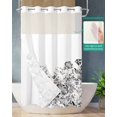 thumbnail image 2 of No Hook Shower Curtain with Snap in Liner, Hand Drawn Watercolor Gray Black Floral White Hotel Shower Curtains for Bathroom, Washable Shower Curtain Liner Set with Mesh Top Window, 36"x78", 2 of 6