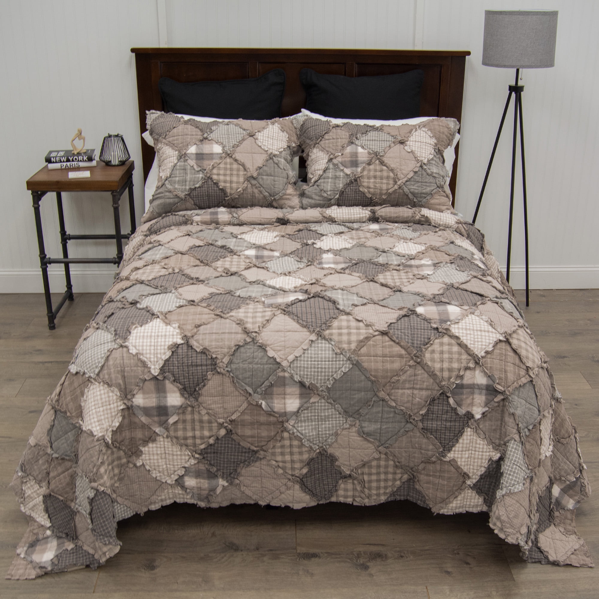 Donna Sharp Smoky Mountain Full/Queen Ragged Pieced Patchwork Cotton Quilt