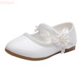 thumbnail image 2 of LYHaoo Girls Flat Dress Shoes,Mary Jane Princess Flower Girl Shoes Ankle Strap Party School Shoes Wedding,White,Sizes 12.5(7.28") Little Kid, 2 of 7