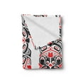 thumbnail image 2 of Prehistoric Soft Flannel Fleece Throw Blanket, Haida Motifs in Vertical Borders with Abstract Tribal Animal, Cozy Plush for Indoor and Outdoor Use, 50" x 60", Black Vermilion White, by Ambesonne, 2 of 5