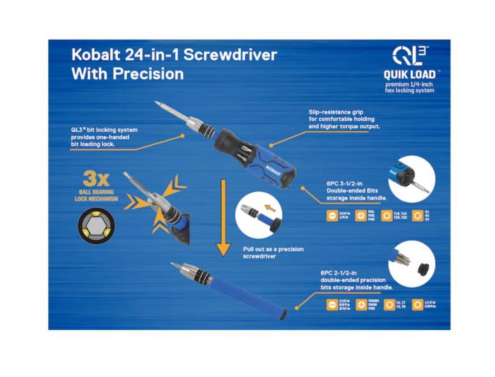 Kobalt QL3 24-in-1 Screwdriver w/Precision Multi-bit Combination Tip Screwdriver Set