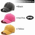 thumbnail image 4 of 3 Pack Washed Plain Vintage Baseball Cap Cotton Adjustable Twill Bulk Low Profile Classic Dad Hat for Men/Women, 4 of 10