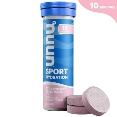 Nuun Sport Electrolyte Sports Drink Water Enhancer Mix Tablets for Proactive Hydration, Strawberry Lemonade, 10 Count Tube