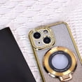 thumbnail image 6 of Magnetic Case for iPhone 13 with Holder Stand,Rhinestone Glitter Plated Bling Luxury Phone Case（Compatible with MagSafe） Shockproof Kickstand Design for iPhone 13-Gold, 6 of 14