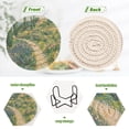 thumbnail image 4 of Yayeee 6 PCS Drink Coasters with Holder Set Woven Absorbent Round Tabletop Hot Pad, Art Garden Scene, 4 of 7