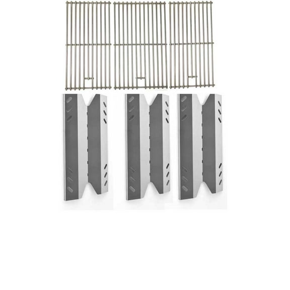 Replacement BBQ Parts  BQ05046-6N-A, B09SMG-3, B09SMG1-3F, Outdoor Gourmet BQ06W06-A, Gas Models, Includes 3 Heat Shields, Stainless Steel Cooking Grid Set of 3