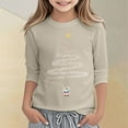 thumbnail image 2 of LRen Girl Christmas 3/4 Sleeve Shirt Funny Xmas Letter Printed Tree Graphic Tee Winter Holiday Top,7-8 Years,Z1-Khaki, 2 of 5
