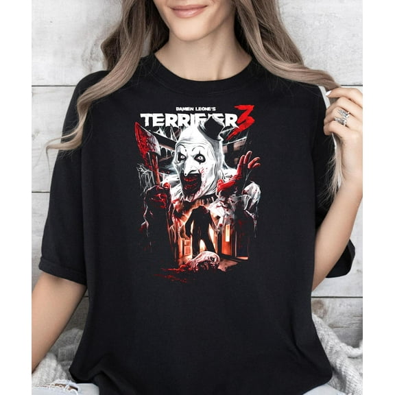Terrifier 3 Heads Will Roll T-Shirt, Terrifier Cover Clown###ANANDHIS ART LLC