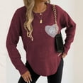 thumbnail image 5 of UAMVSH Sweaters for Women Casual Lace Trim Crewneck Knit Tops Cute Embroidered Long Sleeve Pullover Fall Fashion Clothes, 5 of 6