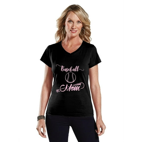 NanyCrafts Baseball Mom Women's V-Neck Shirt
