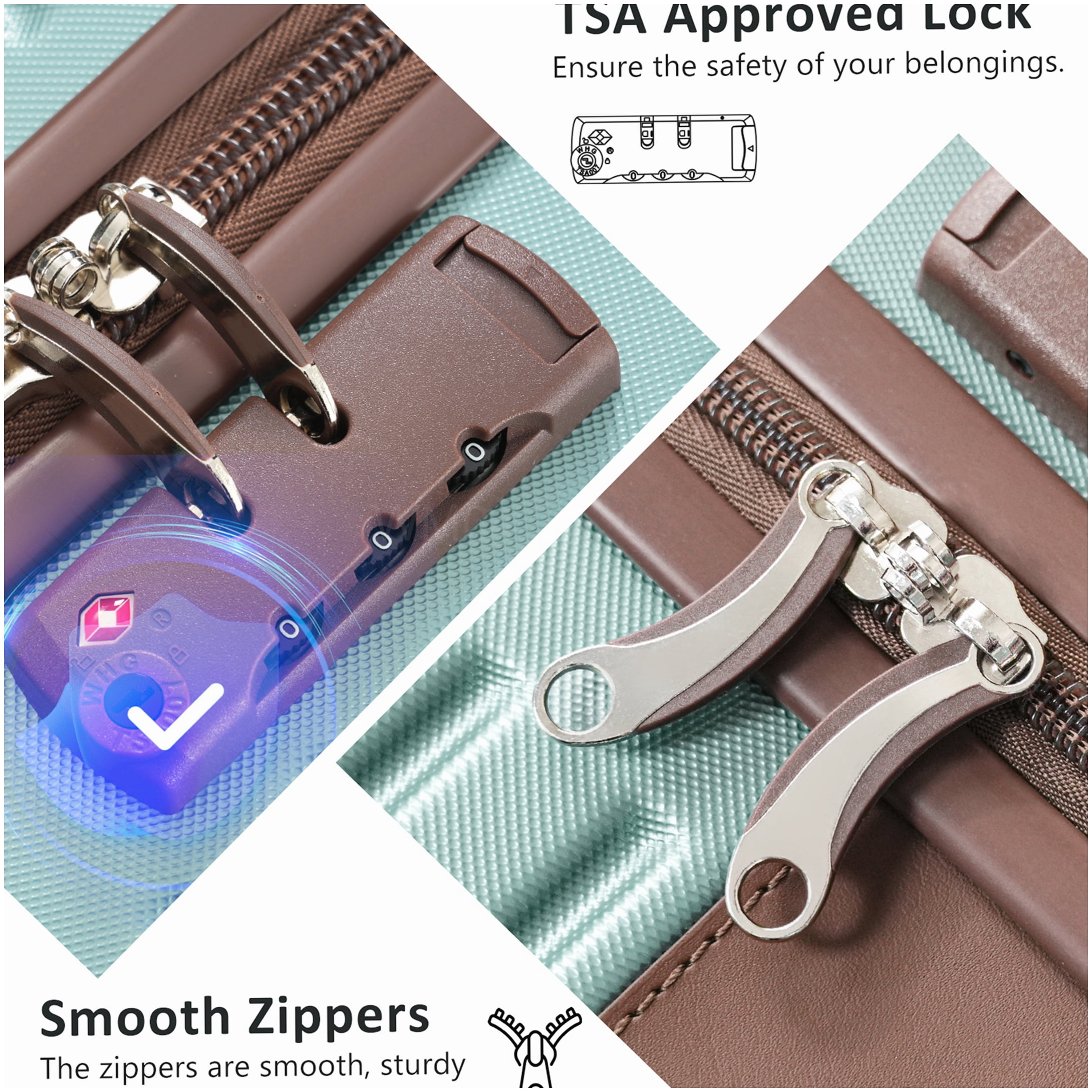 360° Spinner Wheel Luggage Set with TSA Lock, Lightweight ABS Hardshell, Blue Suitcases for Men and Women
