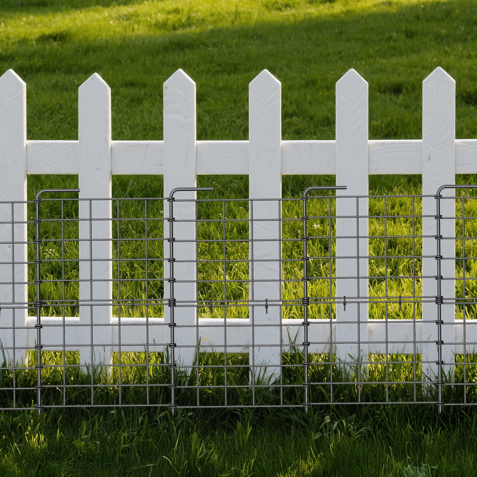 32 Pack Decorative Garden Fence, 24 Inch Tall Metal Picket Fence Panels, Wire Border Folding Fences Flower Bed Fencing Barrier, Decorative Animal Barrier for Dogs, Black