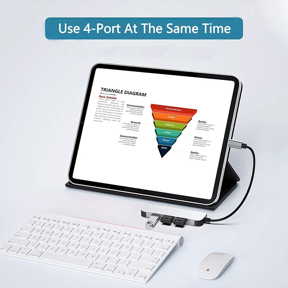 USB C Hub 4 Ports USB Type C to USB 3.0 Hub Adapter Compatible with MacBook Pro iMac Samsung Galaxy Note 10 S10 S9 LG Google Chromebook Pixelbook Dell XPS Oculus Rift and More (Gray)