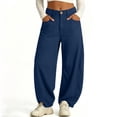 thumbnail image 6 of Chiccall Solid Cotton Linen Women's Loose Wide Leg Trousers with Pockets High Waist Button Casual Barrel Pants, 6 of 8