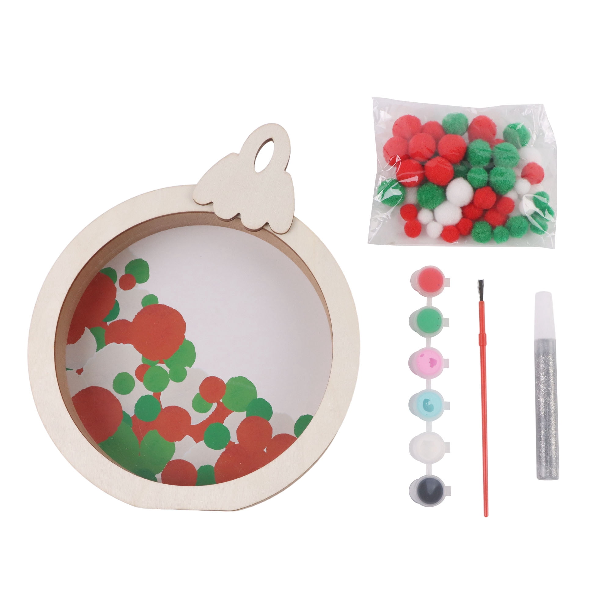 Holiday Time Fillable Ornament and Paint Kit, 9.87 x 9.76 x 1.26 Inch, Wooden Decoration, Unisex, Christmas