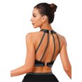 thumbnail image 4 of Sholeno Womens Sparkly Rhinestone Dance Crop Tank Tops Ruched Chiffon Cropped Blouses Activewear Black XXL, 4 of 5