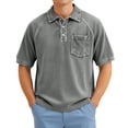 thumbnail image 4 of IWRICH Men's Corduroy Baggy Polo Shirts Button up Short Sleeve Collared T Shirts Casual Trendy Solid Color Shirts with Pocket Grey XXL, 4 of 4