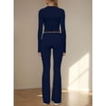 thumbnail image 3 of Weardear Women 2 Piece Lounge Sets Crewneck Long Sleeve Cropped Top & Fold-over Flare Pants Set Athletic Outfit Sets (Women's), 3 of 7