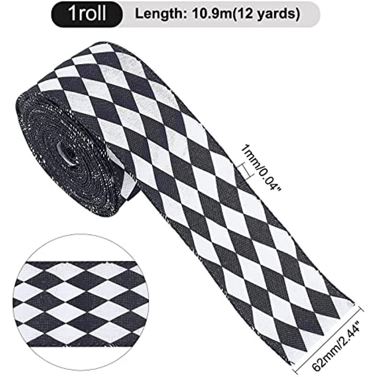 2.5 inch Gingham Check Ribbon: Black, White (10 Yards) RG01049L6