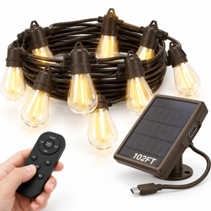 102ft(96+6) Solar String Lights Outdoor Last 20+ Hrsb Charging