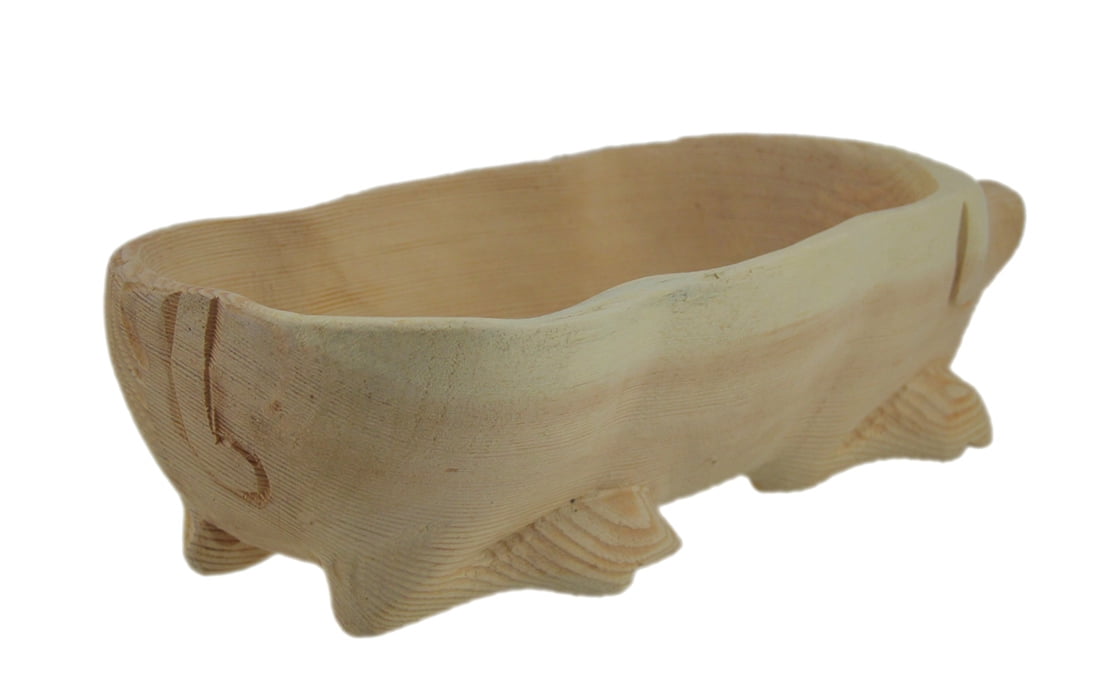 Hand Carved Pig Wooden Centerpiece Bowl Com