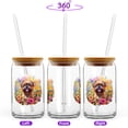 thumbnail image 2 of Welcome Spring Summer Brussels Griffon Portrait Flower Blue Sky 16oz Glass Cup Mug Griff Dog Lover Glass Can with Bamboo Lid and Straw - 12001, 2 of 5