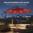 thumbnail image 4 of 10ft Solar Lights Offset Cantilever Patio Umbrella - with Light, LED Lighted Offset Hanging Patio Outdoor Market Umbrella UPF50+ UV Protection with Easy Tilt and Crank (Burgundy Red), 4 of 17