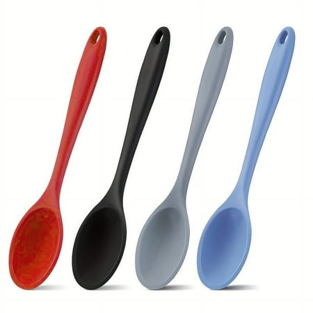 

4pcs Silicone Mixing Spoon Premium Silicone Cooking Spoons Silicone Serving Spoons for Cooking Heat Resistant Large Silicone Basting Spoon Utensil Spoon Non-stick Serving Spoon for Mixing Baking Se