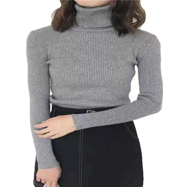 MesaSe Pull Tricoté Côtelé pour Femmes Col Roulé Slim Pull Chaud