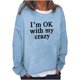 thumbnail image 1 of Sudadera de gran tamaño con estampado de letras y texto divertido para mujer, cuello redondo, manga larga, suelta, blusa individual Fridja hkj2066, 1 of 5