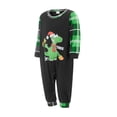 thumbnail image 3 of Pijamas familiares navideños a juego, camiseta de manga larga con estampado de dinosaurios de dibujos animados y pantalones a cuadros. Ropa de dormir y estar por casa., 3 of 8