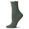 thumbnail image 2 of MeMoi Women's Vintage Ribbed Multi-Flecked Lettuce Edge Crew Sock - Womens - Female, 9-11, Moss, 2 of 11