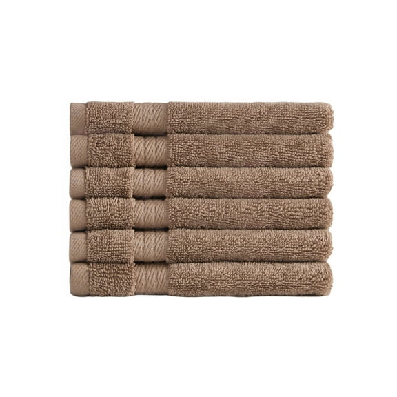 Ozdilek 6-Piece Washcloth Set 13x13 Bath Towels 100% Turkish Cotton, 600 GSM, Soft, Gentle on Sensitive Skin, Multi-Purpose Use, Washable, Reusable, Ideal for Baby Care & Spa 6 Towels (Light Brown)