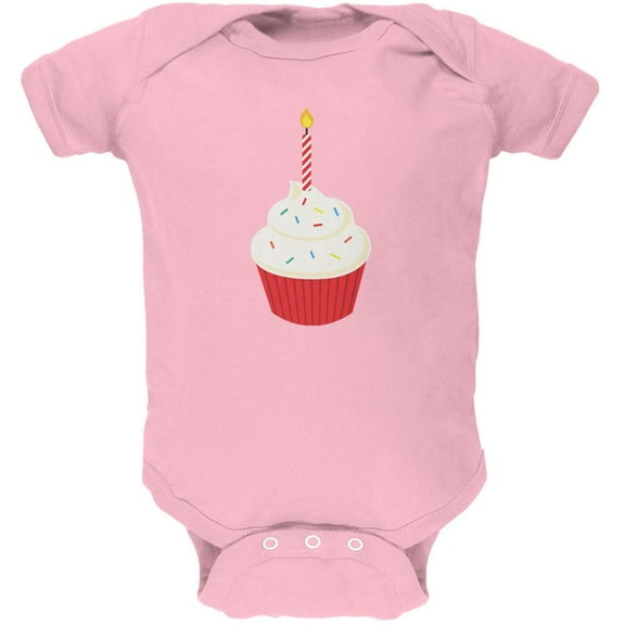 Birthday Kid Cupcake 1 1st First Light Pink Soft Baby One Piece - 12-18 months