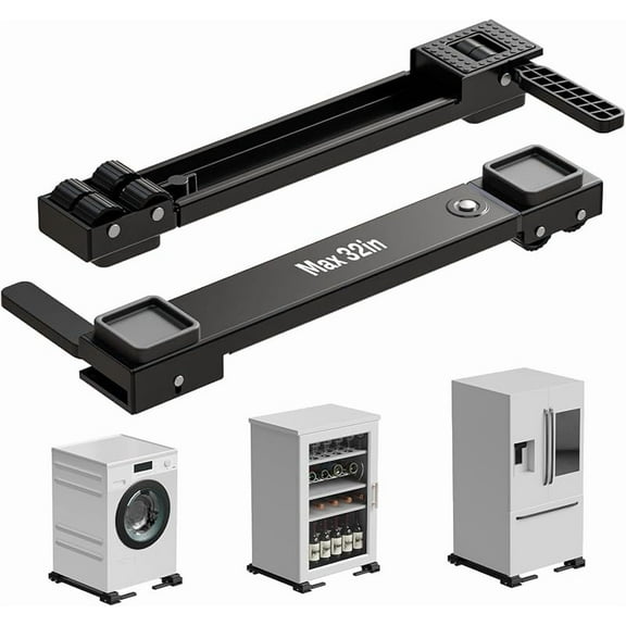 Appliance Rollers Heavy Duty,Newest Extendable Appliance Sliders,Liftable Washing Machine Base,Easily Move Washer and Dryer Machines,Refrigerators,Furniture-Black