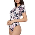 thumbnail image 2 of Naloa Lilies Flowers Women's Short-Sleeved Onesie, One-Piece Swimsuit for Parties, dates, clubs - Medium, 2 of 9