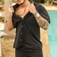 thumbnail image 2 of Vedolay Mens Summer Short Sleeve Shirt and Casual Beach Shorts Outfits,Black XXL, 2 of 5